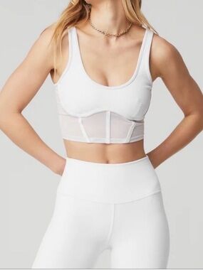 ALO Yoga White Mesh corset  Crop Top